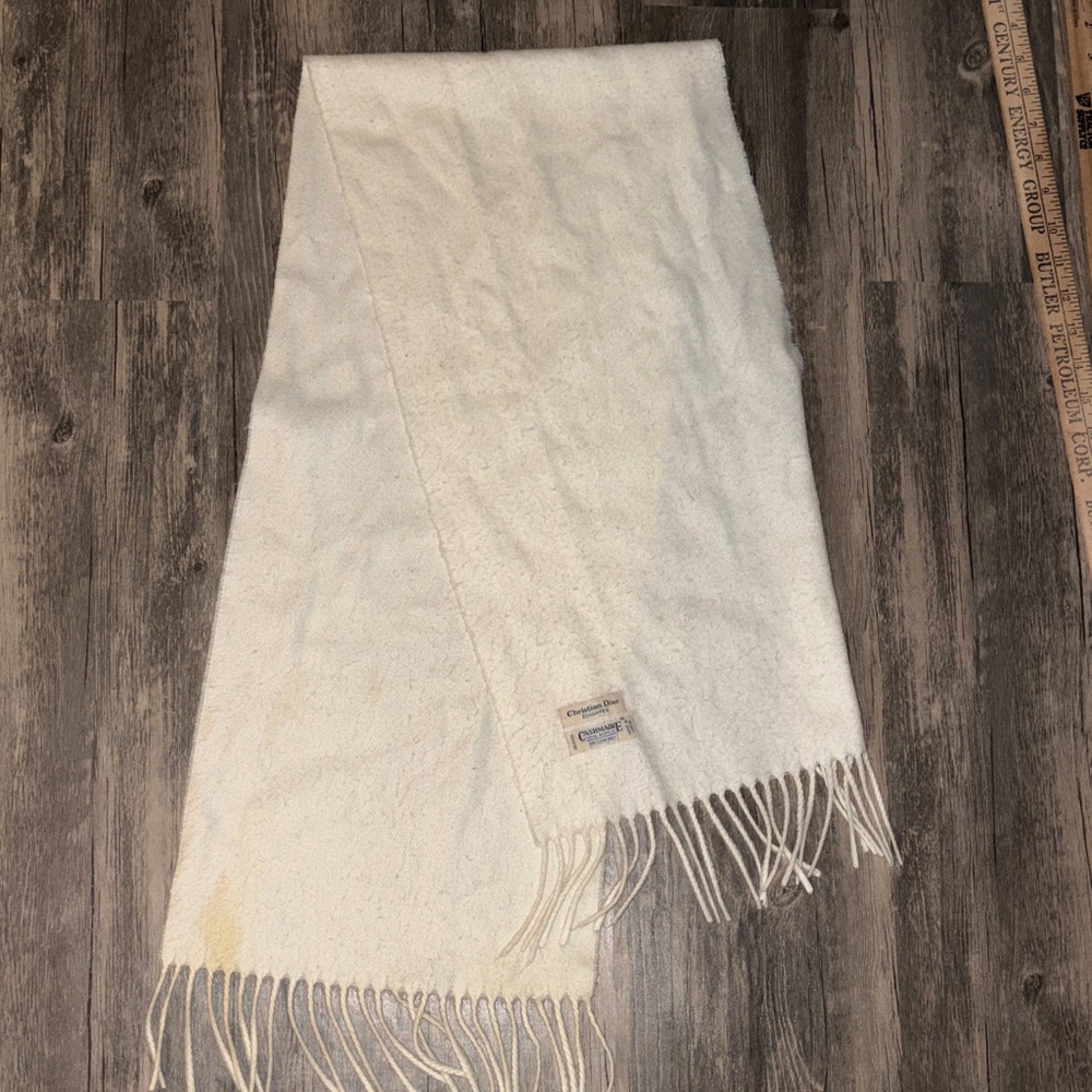 Vintage 100% cashmere Christian Dior scarf 12 x 48